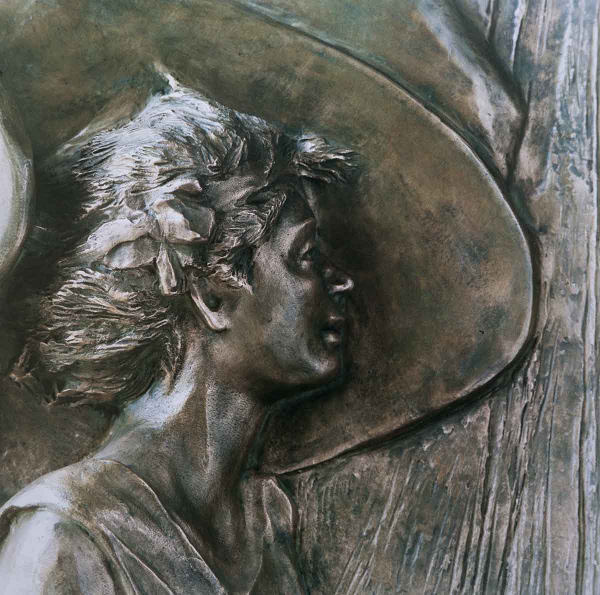 Particolare porta in bronzo